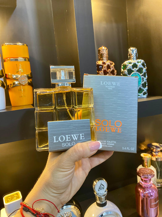 Solo Loewe para Hombres caja gris letras naranja